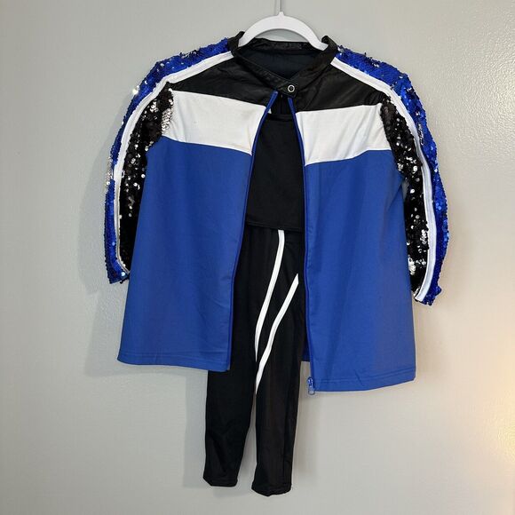 Weissam Child XL 3 Pcs Hip Hop Dance Costume Jacket Pants Bartlett Bra Sequins - Picture 3 of 16